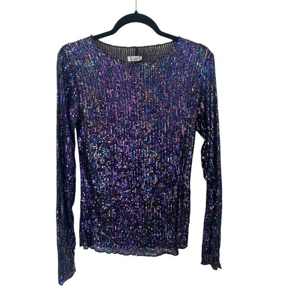 Free People Intimately Gold Rush Long Sleeve Sequin Top Combo Classic Small - Picture 4 of 7